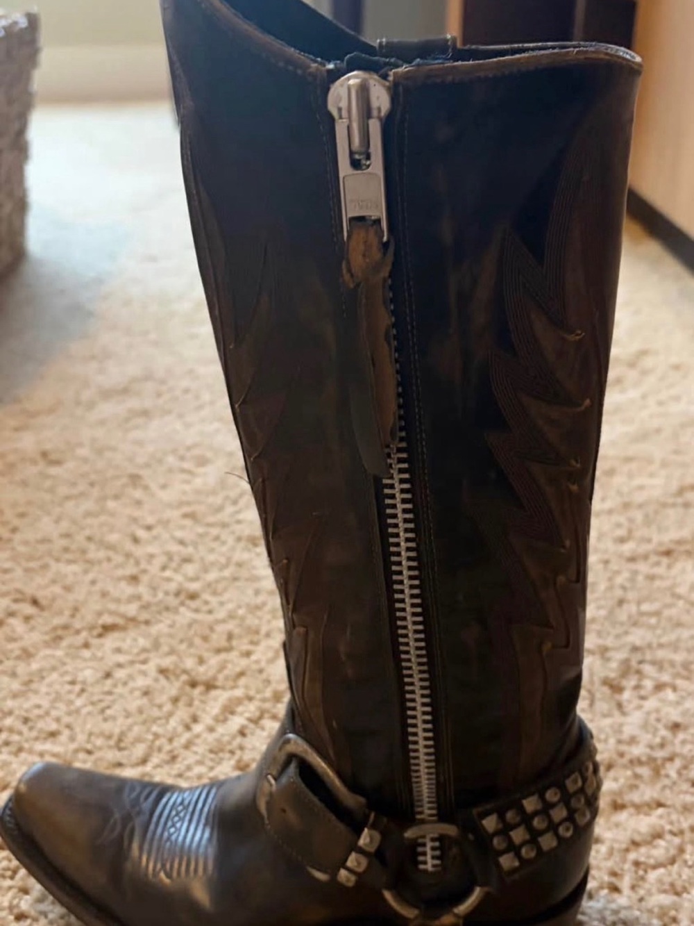 Old Gringo Black Harness Moto Cowboy Boots - Picture 2 of 4